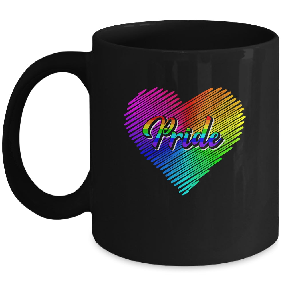 Cute Pride Heart LGBTQ Lesbian Rainbow Apparel Gay Pride Mug | teecentury