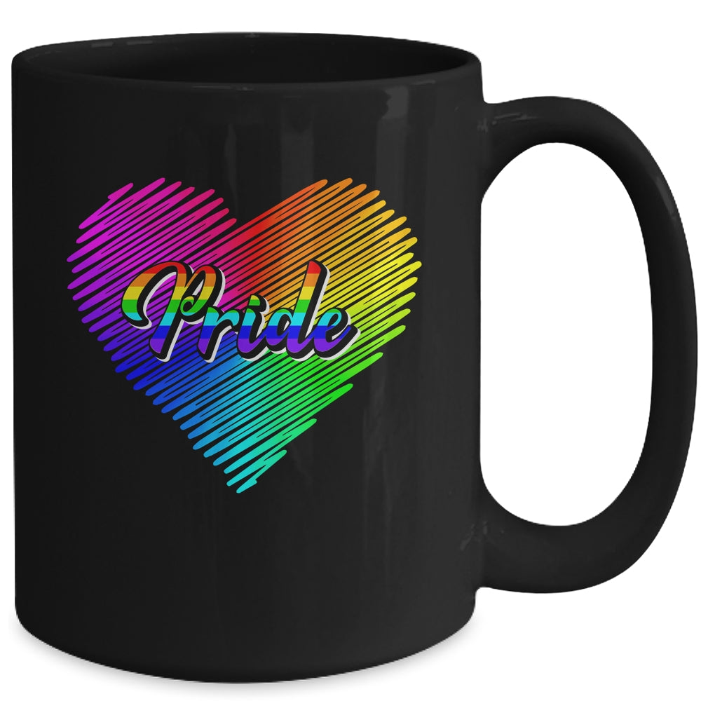Cute Pride Heart LGBTQ Lesbian Rainbow Apparel Gay Pride Mug | teecentury