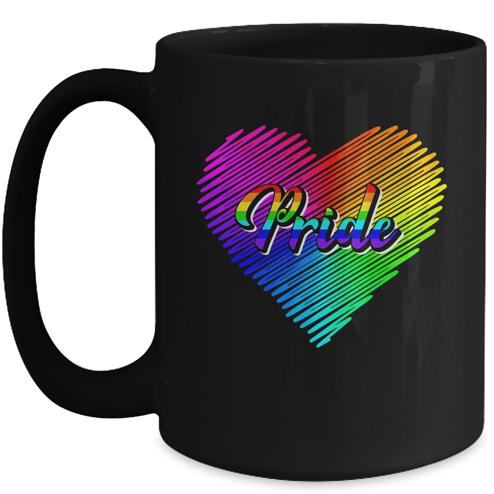 Cute Pride Heart LGBTQ Lesbian Rainbow Apparel Gay Pride Mug | teecentury