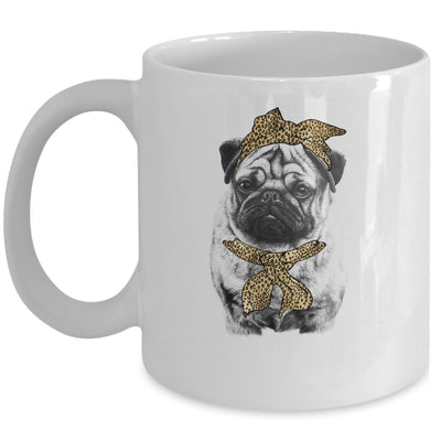 Cute Pug Mom Leopard Dog Bandana Mother Day Women Girl Mug Coffee Mug | Teecentury.com