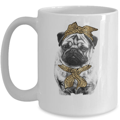 Cute Pug Mom Leopard Dog Bandana Mother Day Women Girl Mug Coffee Mug | Teecentury.com