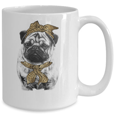 Cute Pug Mom Leopard Dog Bandana Mother Day Women Girl Mug Coffee Mug | Teecentury.com