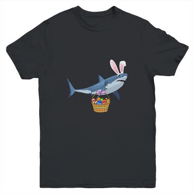 Cute Shark With Easter Basket And Bunny Ears Happy Easter Youth Shirt | teecentury