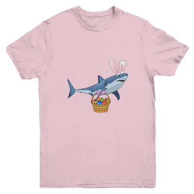 Cute Shark With Easter Basket And Bunny Ears Happy Easter Youth Shirt | teecentury