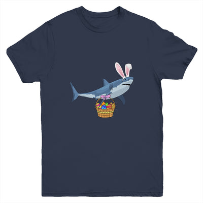 Cute Shark With Easter Basket And Bunny Ears Happy Easter Youth Shirt | teecentury