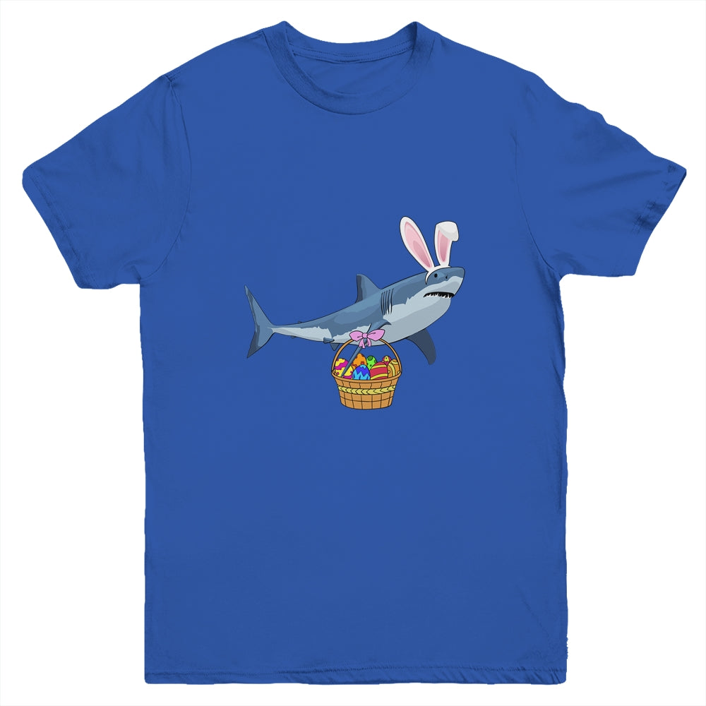 Cute Shark With Easter Basket And Bunny Ears Happy Easter Youth Shirt | teecentury