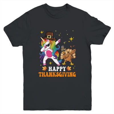 Cute Unicorn Thanksgiving For Girls Pilgrim Hat Turkey Youth Shirt | teecentury