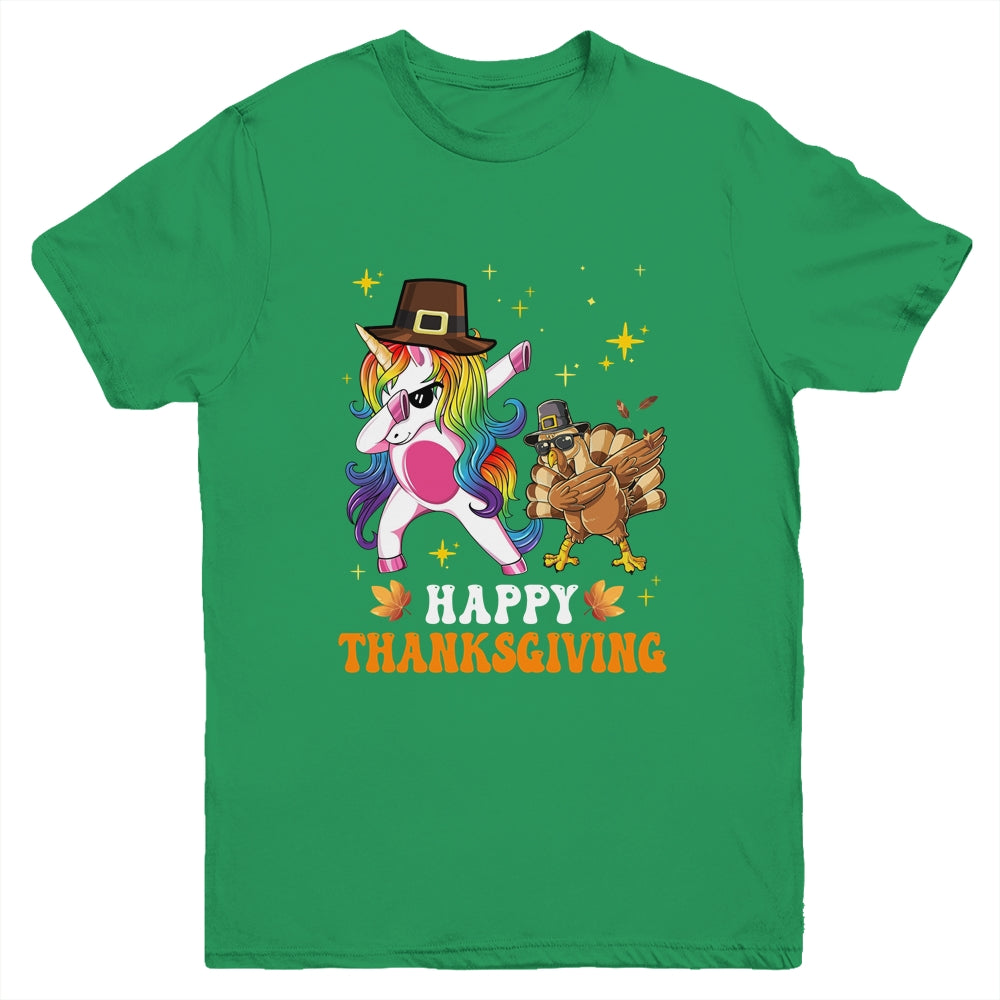 Cute Unicorn Thanksgiving For Girls Pilgrim Hat Turkey Youth Shirt | teecentury
