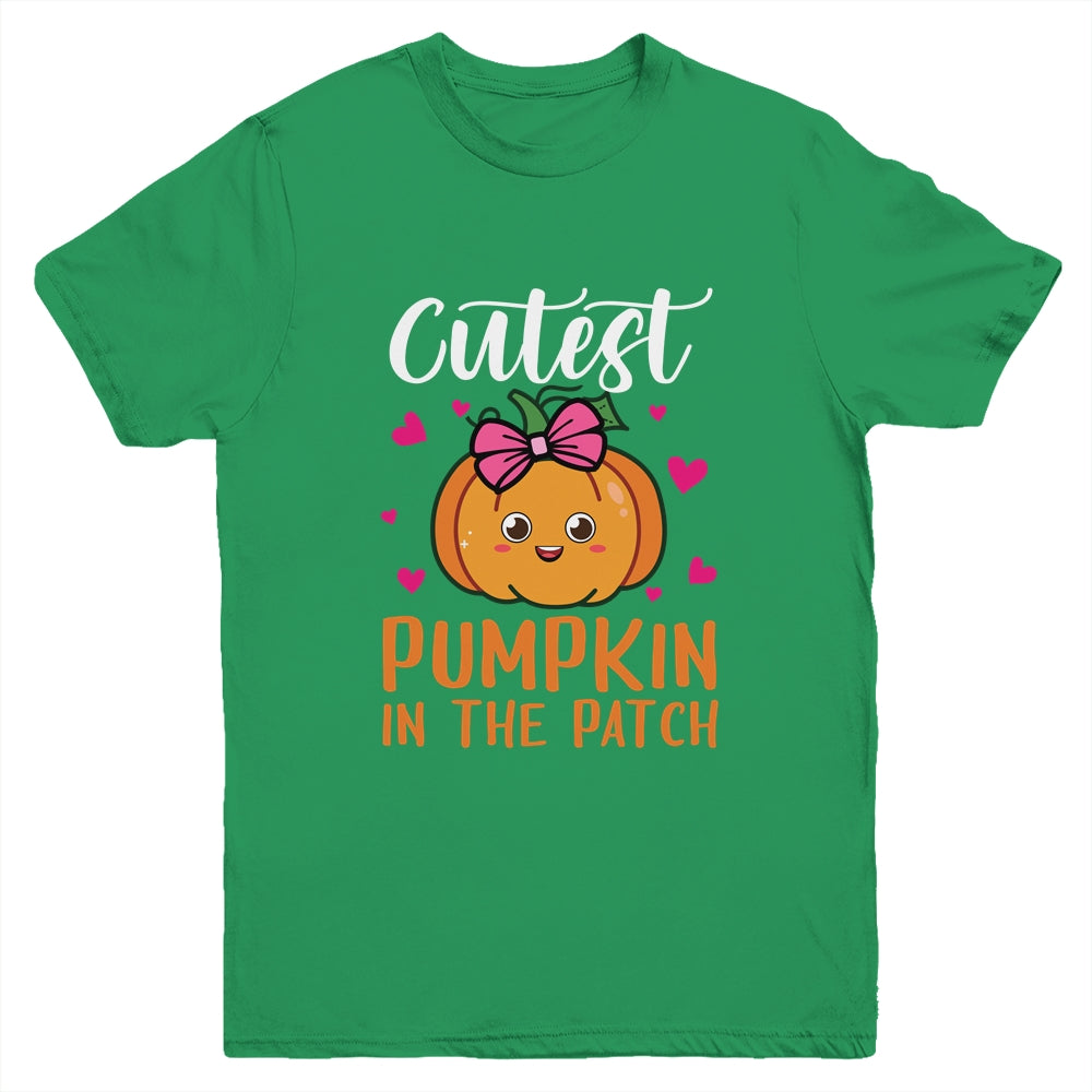 Cutest Pumpkin In The Patch Funny Girls Halloween Youth Shirt | teecentury