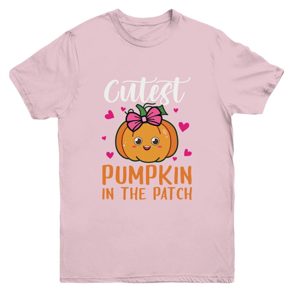 Cutest Pumpkin In The Patch Funny Girls Halloween Youth Shirt | teecentury