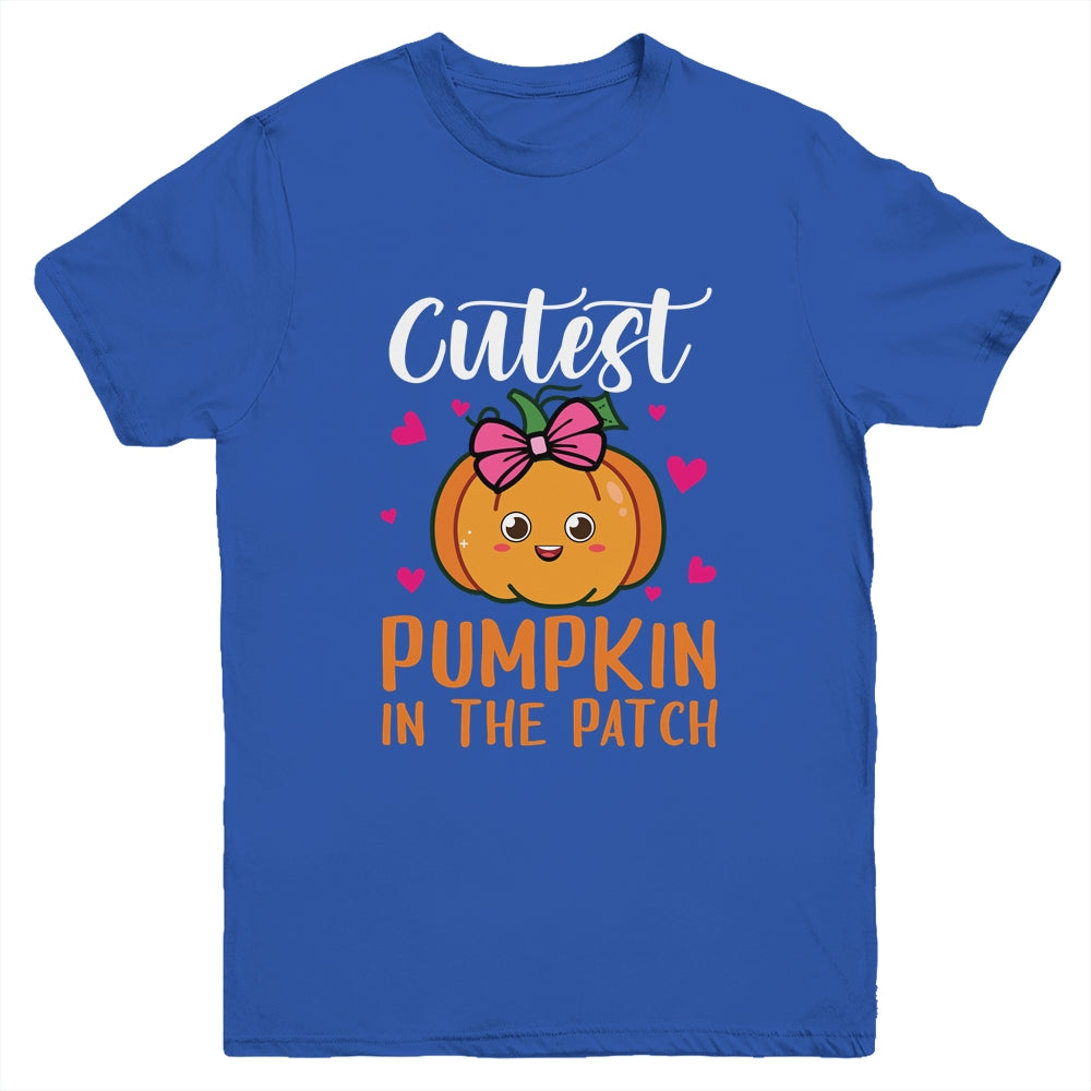 Cutest Pumpkin In The Patch Funny Girls Halloween Youth Shirt | teecentury