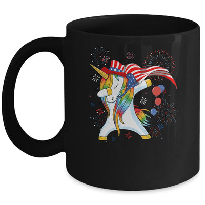 Dabbing Unicorn 4th of July American Flag Girls Mug Coffee Mug | Teecentury.com