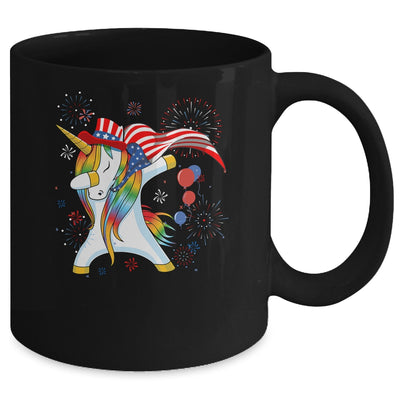 Dabbing Unicorn 4th of July American Flag Girls Mug Coffee Mug | Teecentury.com