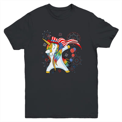 Dabbing Unicorn 4th of July American Flag Girls Youth Youth Shirt | Teecentury.com