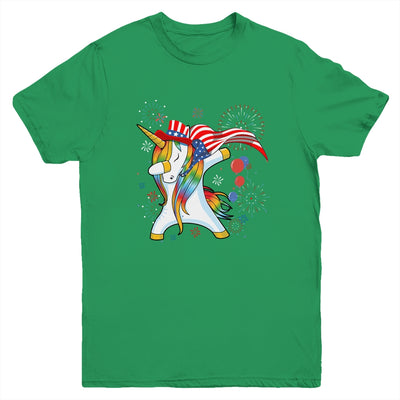 Dabbing Unicorn 4th of July American Flag Girls Youth Youth Shirt | Teecentury.com