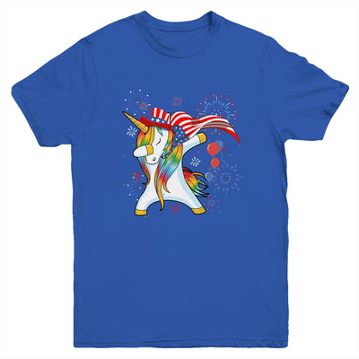 Dabbing Unicorn 4th of July American Flag Girls Youth Youth Shirt | Teecentury.com