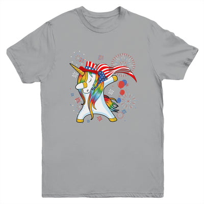 Dabbing Unicorn 4th of July American Flag Girls Youth Youth Shirt | Teecentury.com