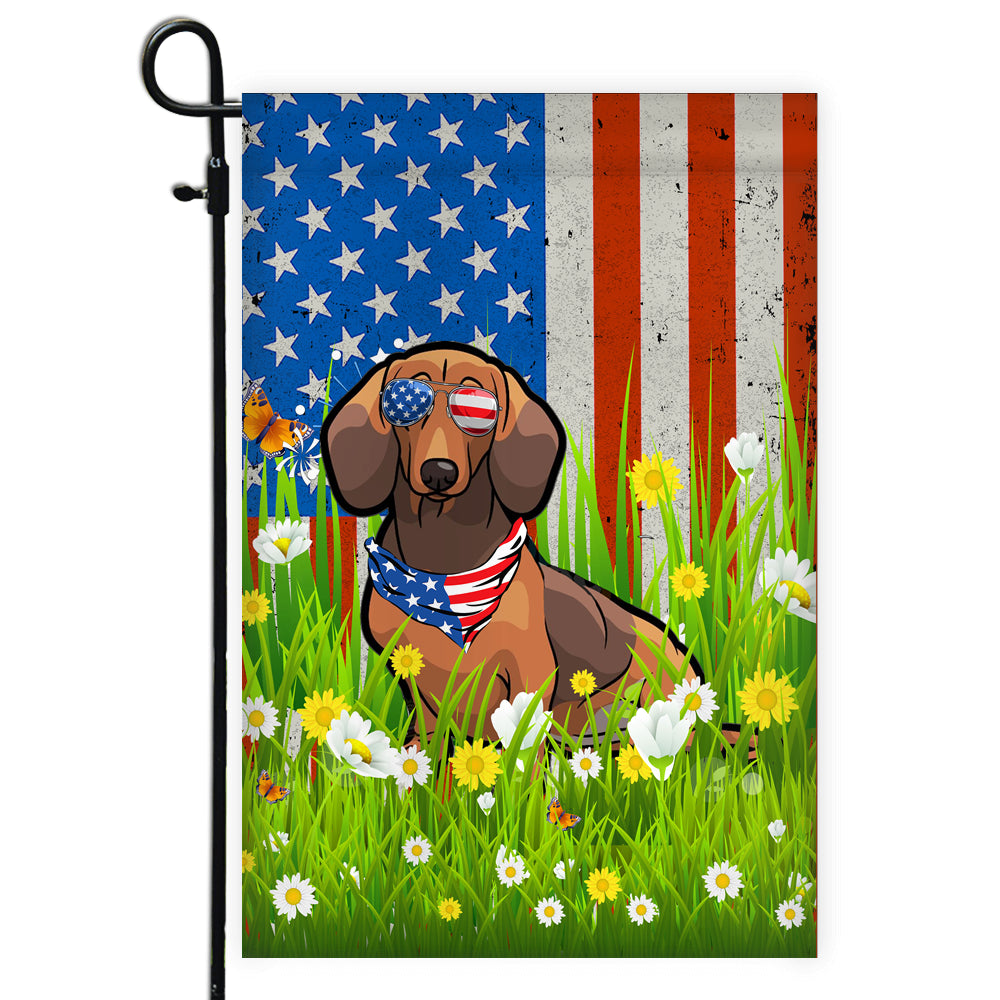 Dachshund American USA Flag 4th of July Dog Lover On Independence Day | teecentury