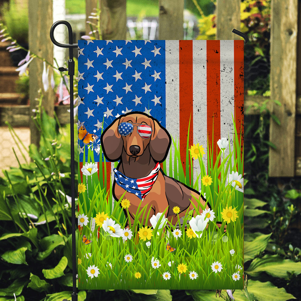 Dachshund American USA Flag 4th of July Dog Lover On Independence Day | teecentury