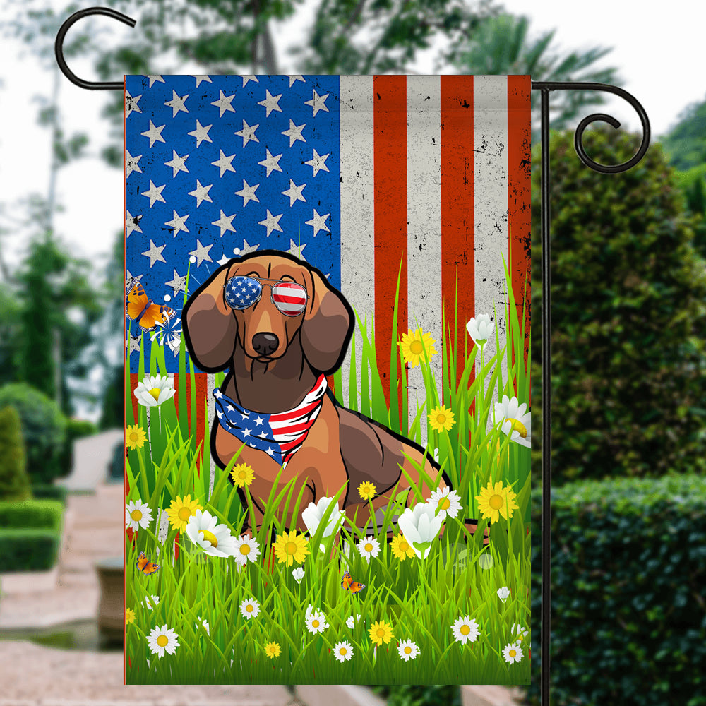 Dachshund American USA Flag 4th of July Dog Lover On Independence Day | teecentury