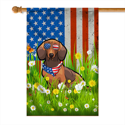Dachshund American USA Flag 4th of July Dog Lover On Independence Day | teecentury