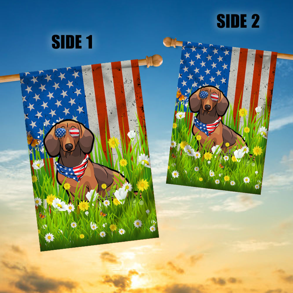 Dachshund American USA Flag 4th of July Dog Lover On Independence Day | teecentury