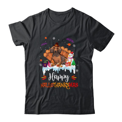 Dachshund HalloThanksMas Halloween Thanksgiving Christmas Shirt & Sweatshirt | teecentury