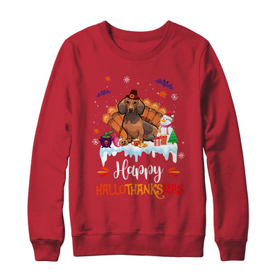 Dachshund HalloThanksMas Halloween Thanksgiving Christmas Shirt & Sweatshirt | teecentury