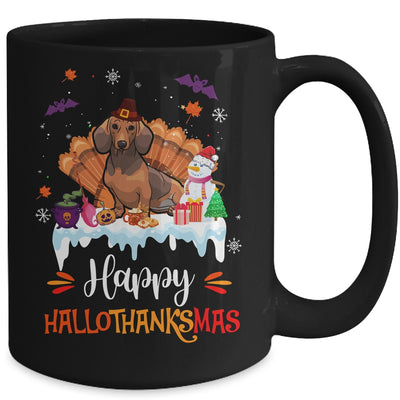 Dachshund HalloThanksMas Halloween Thanksgiving Christmas Mug | teecentury