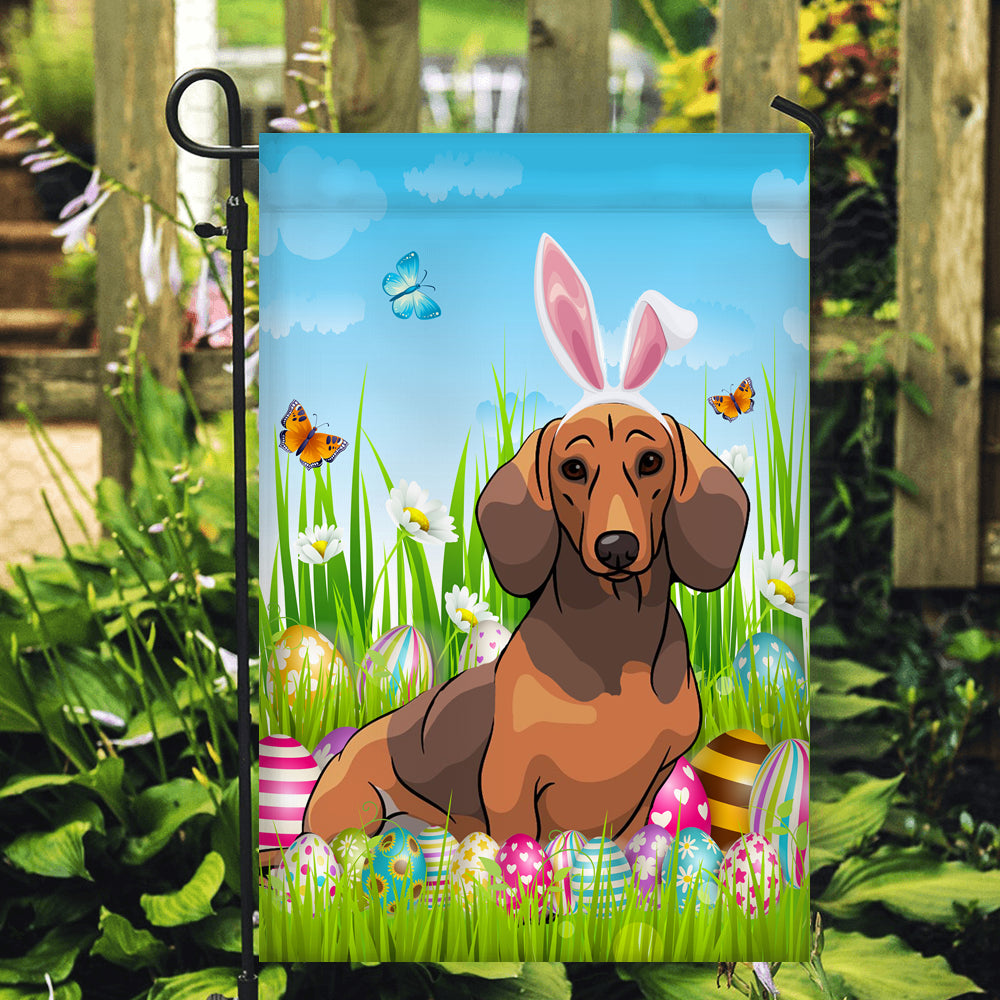 Dachshund Happy Easter Day Holiday Flag Funny Dog Dog Wear Bunny Ears Headband Cute for Home Decor | teecentury