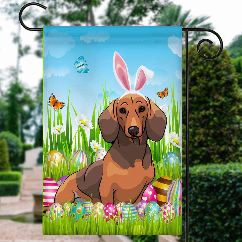 Dachshund Happy Easter Day Holiday Flag Funny Dog Dog Wear Bunny Ears Headband Cute for Home Decor | teecentury
