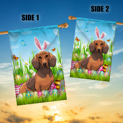 Dachshund Happy Easter Day Holiday Flag Funny Dog Dog Wear Bunny Ears Headband Cute for Home Decor | teecentury