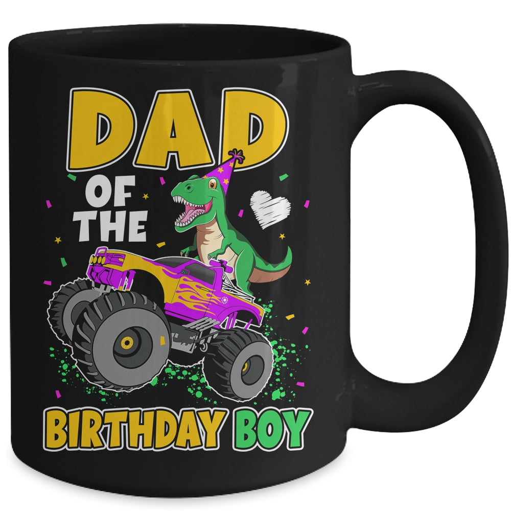 Dad Of The Birthday Boy Dinosaur Monster Truck Birthday Mug | teecentury