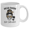 Dead Inside But Caffeinated Skeleton Messy Bun Leopard Mug Coffee Mug | Teecentury.com