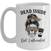 Dead Inside But Caffeinated Skeleton Messy Bun Leopard Mug Coffee Mug | Teecentury.com