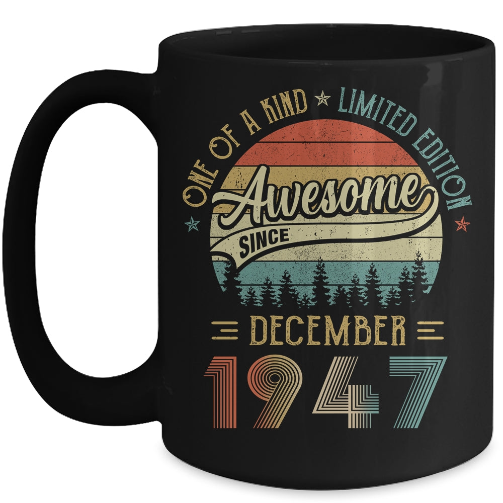 December 1947 Vintage 75 Years Old Retro 75th Birthday Mug Coffee Mug | Teecentury.com