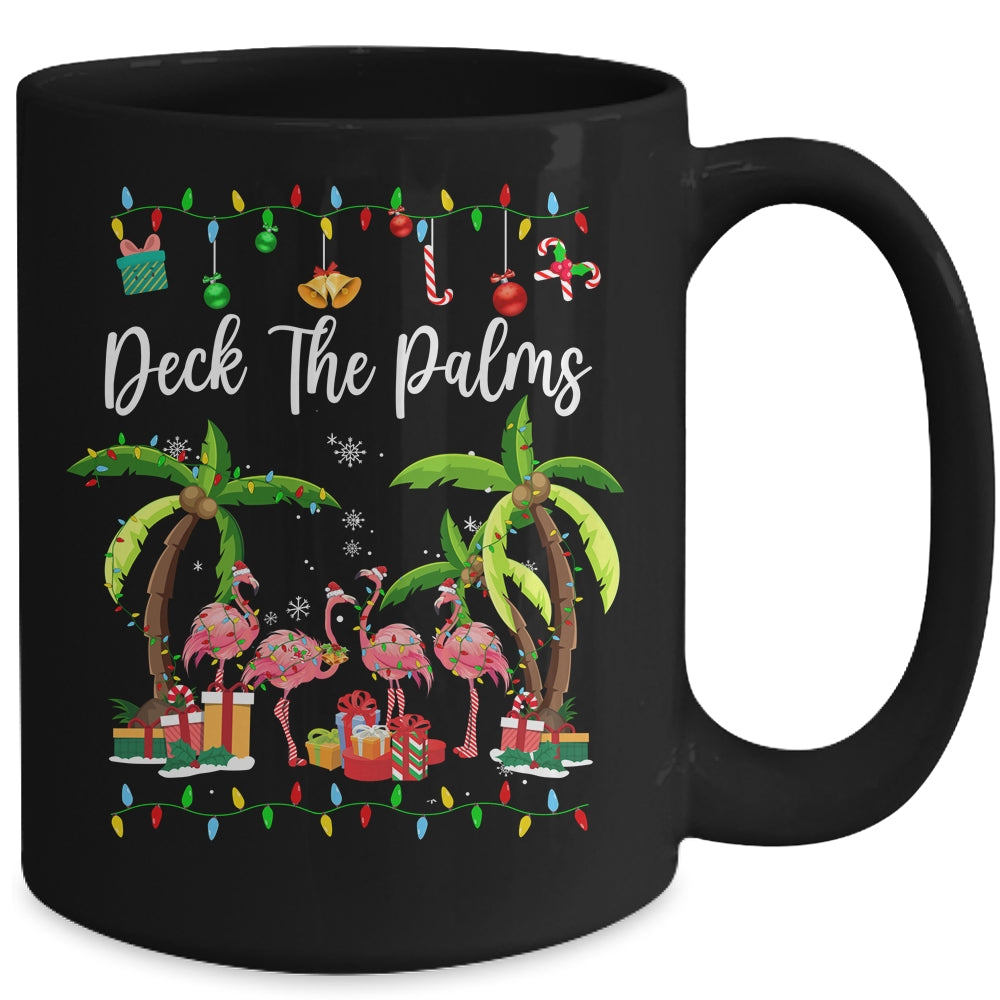 Deck the Palms Merry Flamingo Christmas Tree Xmas Mug | teecentury