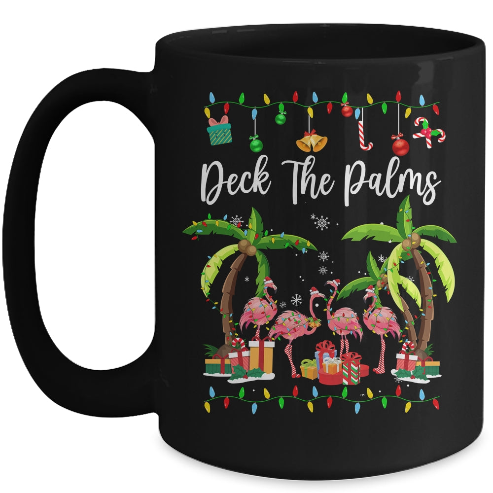 Deck the Palms Merry Flamingo Christmas Tree Xmas Mug | teecentury
