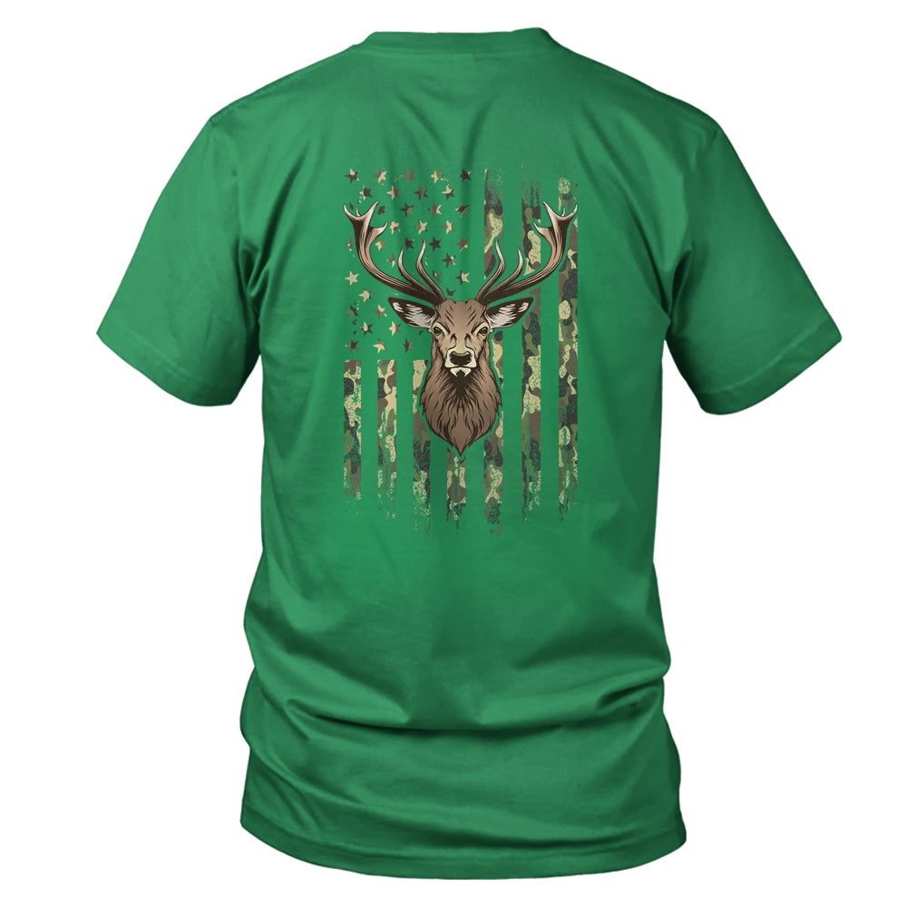Deer Whitetail Buck American Camo US Flag Deer Hunting T-Shirt & Sweatshirt | Teecentury.com