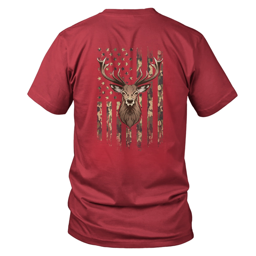 Deer Whitetail Buck American Camo US Flag Deer Hunting T-Shirt & Sweatshirt | Teecentury.com