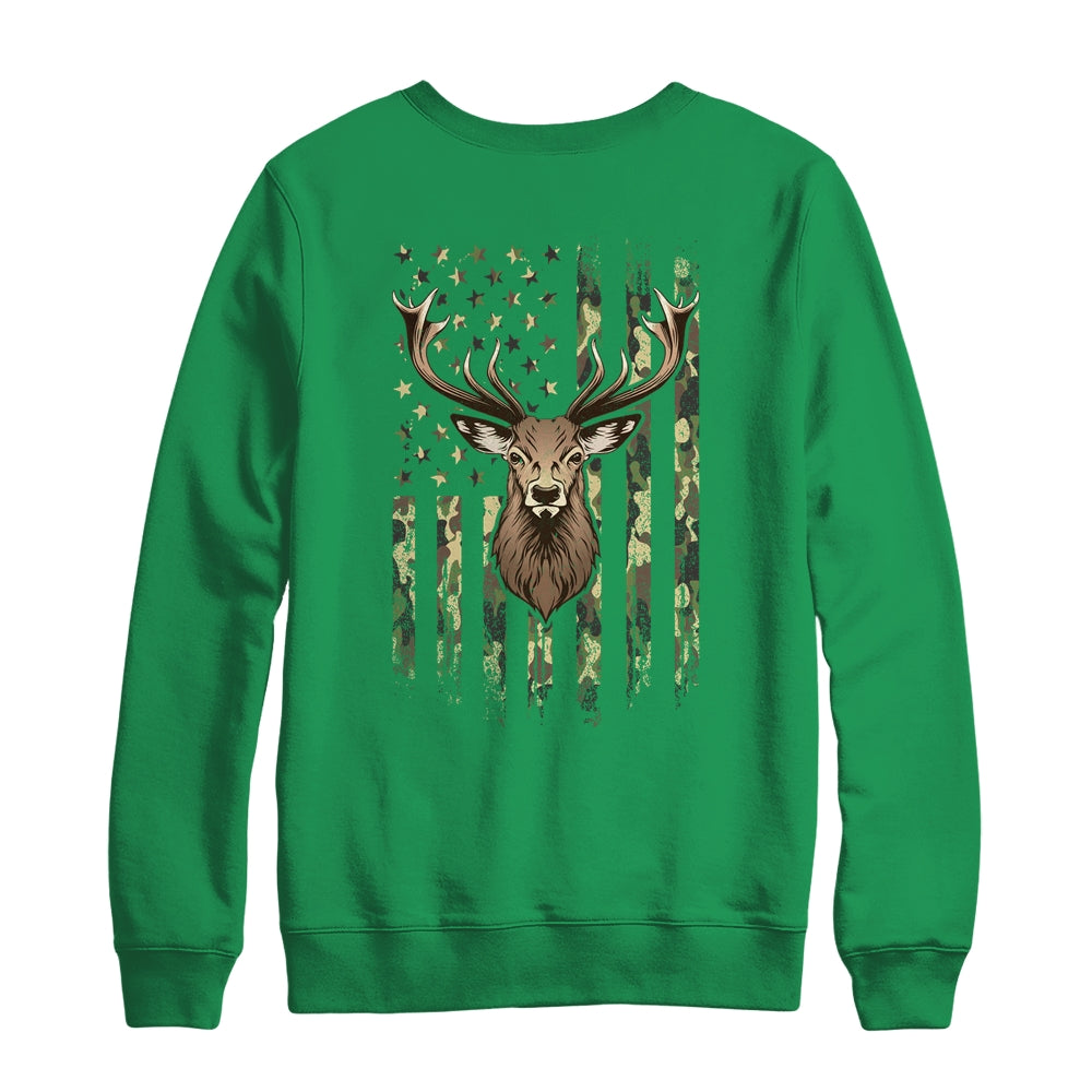 Deer Whitetail Buck American Camo US Flag Deer Hunting T-Shirt & Sweatshirt | Teecentury.com