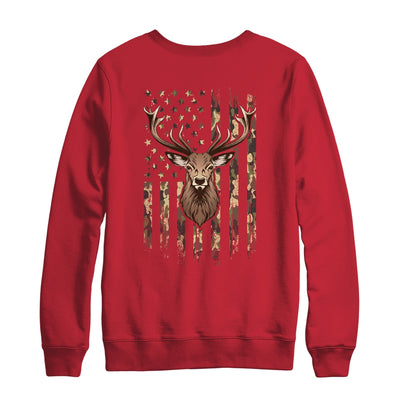 Deer Whitetail Buck American Camo US Flag Deer Hunting T-Shirt & Sweatshirt | Teecentury.com
