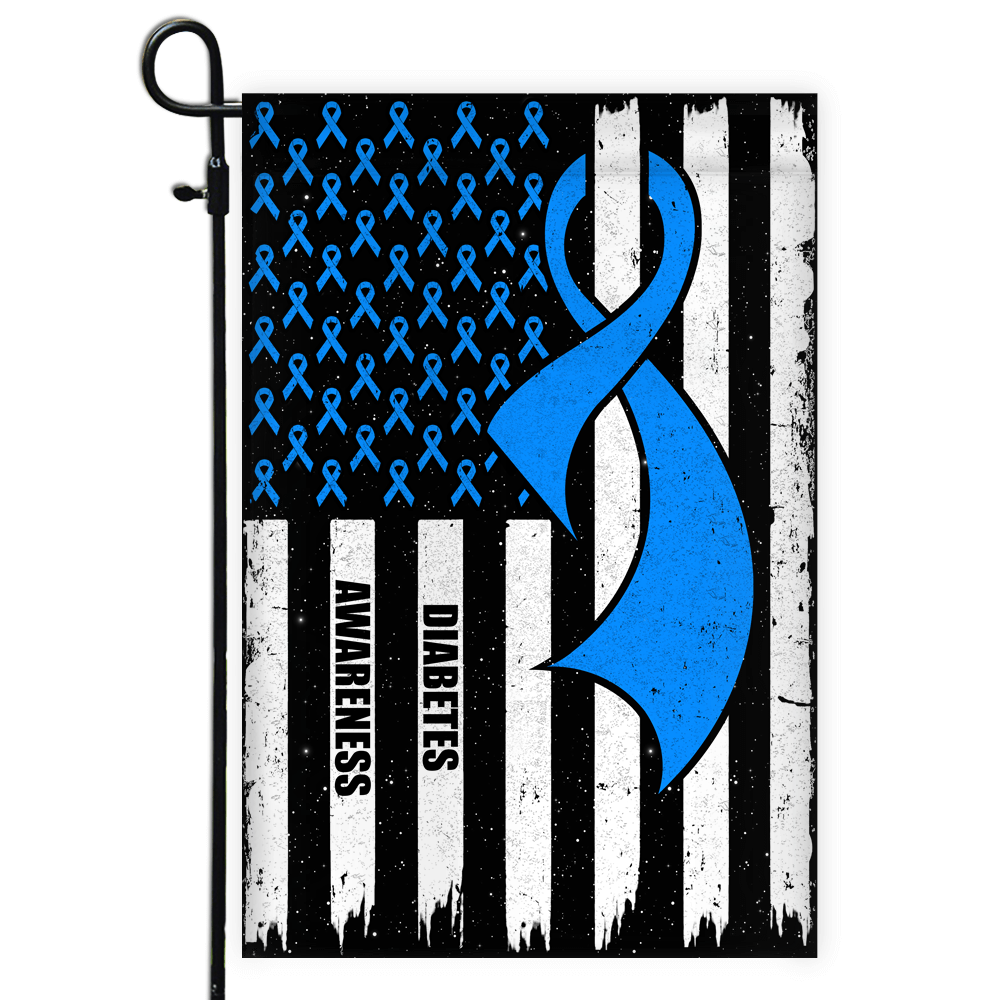 Diabetes Awareness America Flag Blue Ribbon Flag | Teecentury.com