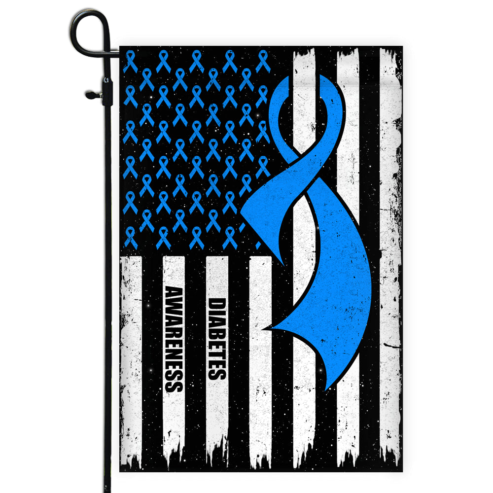 Diabetes Awareness America Flag Blue Ribbon Flag | Teecentury.com