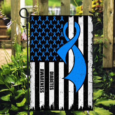 Diabetes Awareness America Flag Blue Ribbon Flag | Teecentury.com