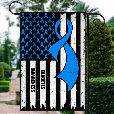 Diabetes Awareness America Flag Blue Ribbon Flag | Teecentury.com