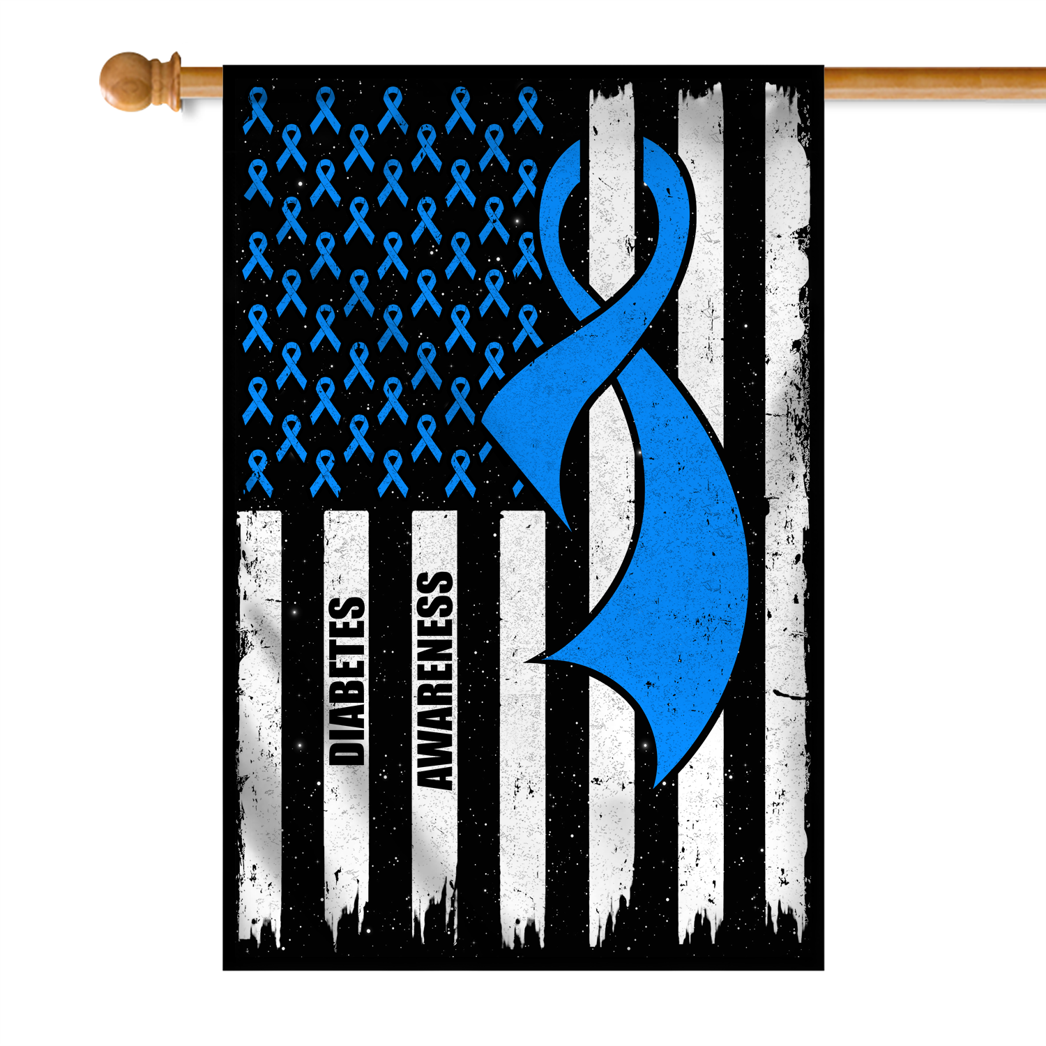 Diabetes Awareness America Flag Blue Ribbon Flag | Teecentury.com