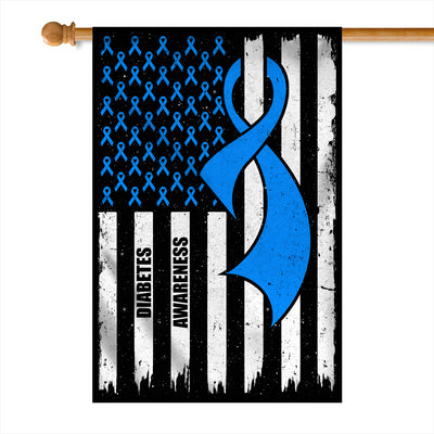 Diabetes Awareness America Flag Blue Ribbon Flag | Teecentury.com