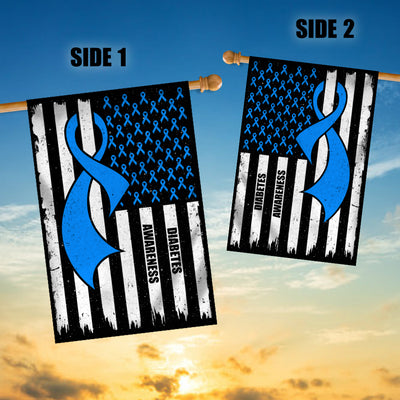 Diabetes Awareness America Flag Blue Ribbon Flag | Teecentury.com