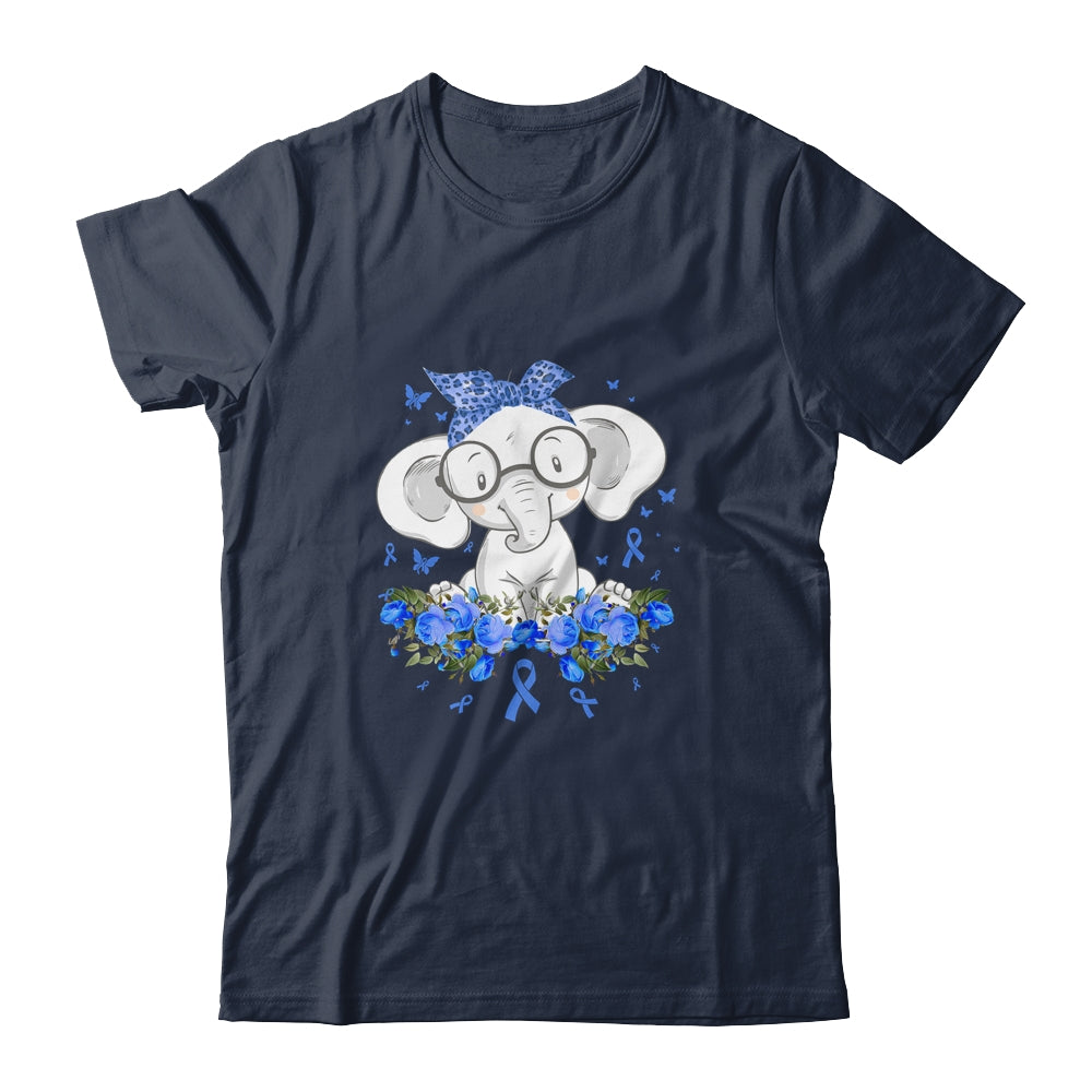 Diabetes Awareness Elephant Flowers Blue Ribbon Gift T-Shirt & Hoodie | Teecentury.com